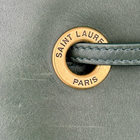 SAINT LAURENT PARIS VII MEDIUM HOBO BAG DARK GREEN LEATHER GOLD HARDWARE NEW - Picture 11 of 16